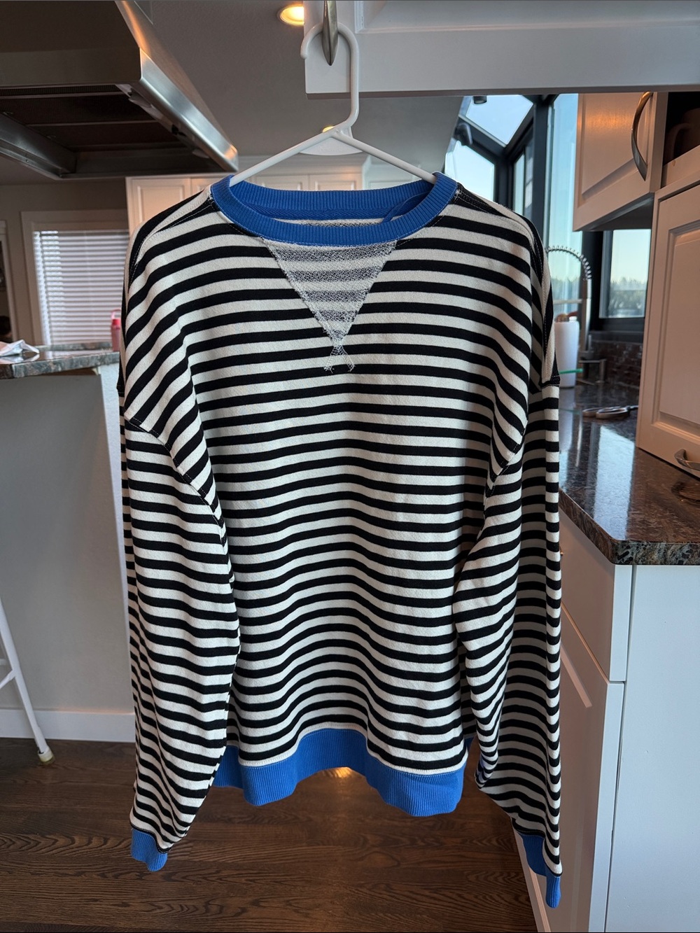 We The Free Black and White Striped Sweatshirt with Blue Trim size XS NWOT - Picture 17 of 17